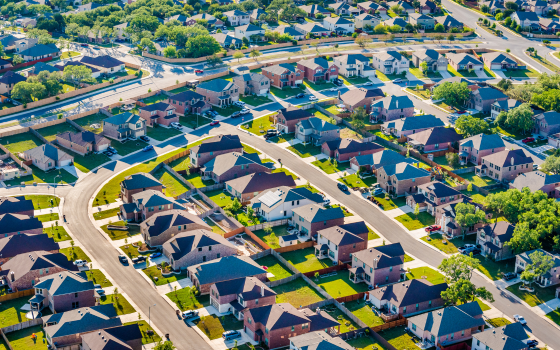 Aerial view of neighborhood