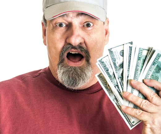 man with found money